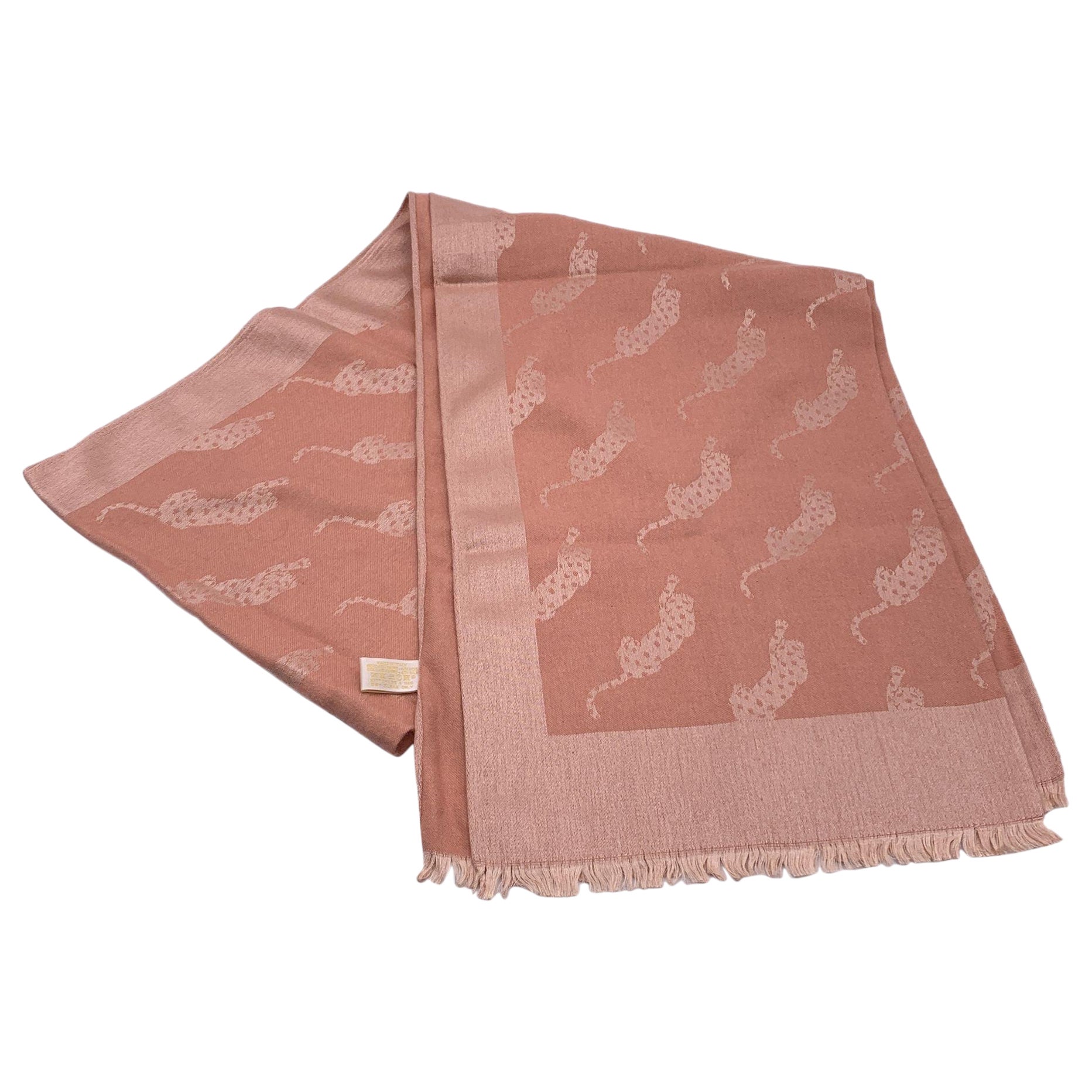 Cartier Paris Vintage Pink Cashmere and Silk Stole Shawl Scarf For Sale