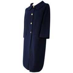 60s I Magnin Navy Blue Knit Coat