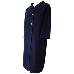 60s I Magnin Navy Blue Knit Coat 11