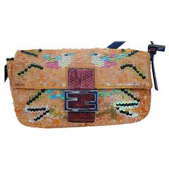 Vintage Fendi Multicolour Sequins Baguette Shoulder Bag