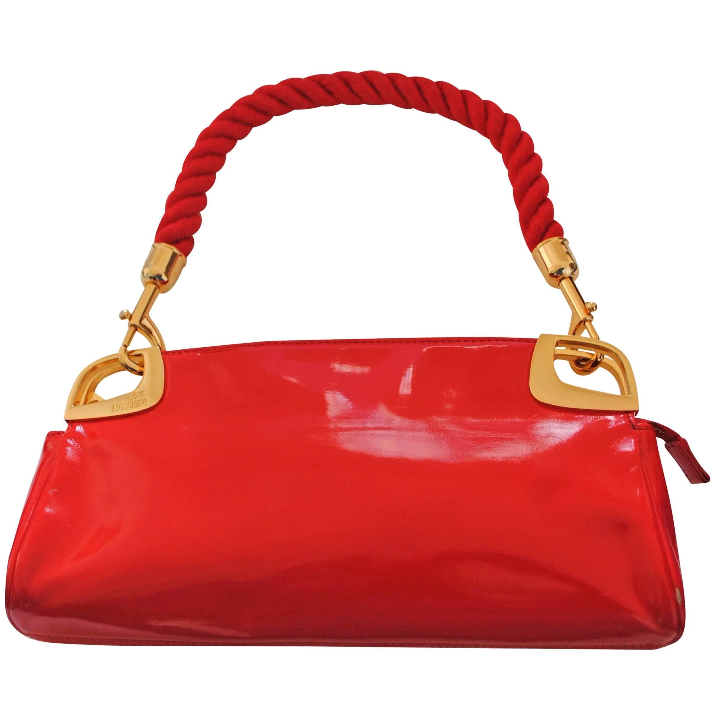 Love Moschino Red Carpet Varnish Red Leather Shoulder Bag