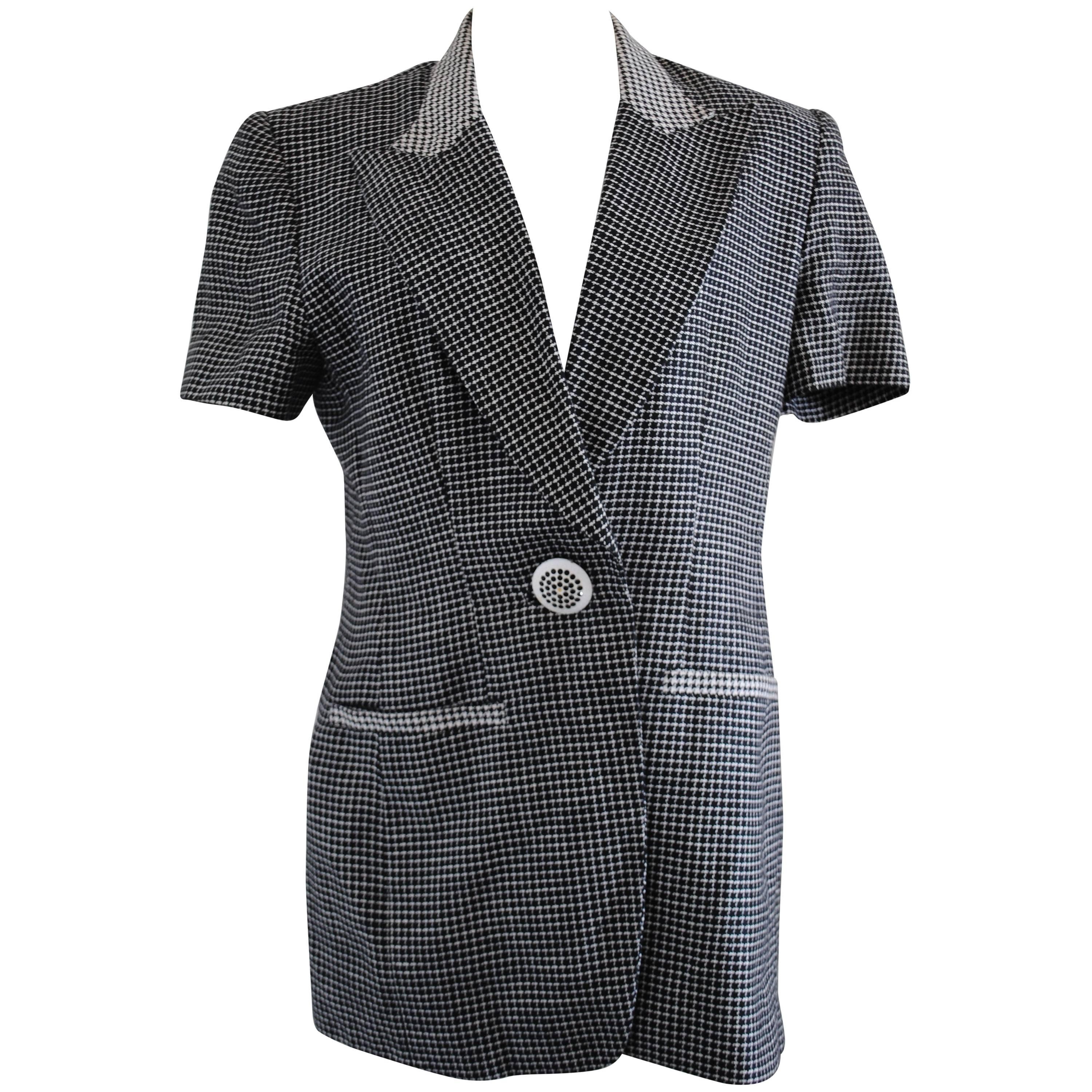 1990s Gai Mattiolo Black & White Pied de Poule Jacket For Sale