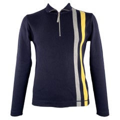 MICHAEL BASTIAN - Pullover in cashmere a righe verticali grigio-giallo-marino taglia 42
