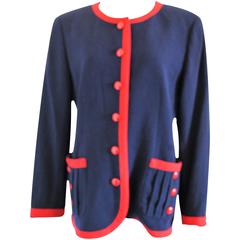 1980s Valentino Roma Red and Blue Sweater 3