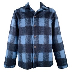 A.P.C. Veste chemise en laine à carreaux bleu marine, taille XXL