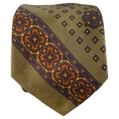 BOGLIOLI Black Olive Green Squares Silk Tie