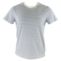 A.P.C. Größe M Weiß-Blau gestreiftes Kurzarm-T-Shirt aus Baumwolle mit kurzen Ärmeln