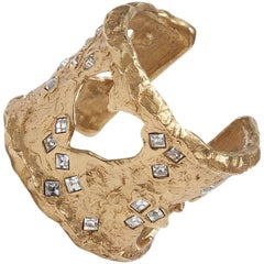 Christian Lacroix Gold-Plated & Rhinestones Cuff Bracelet 