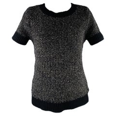 TSE Taille S Pull à manches courtes en laine mélangée noir et anthracite