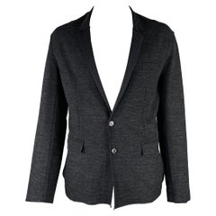 KRIS VAN ASSCHE Talla 42 Chaquetón negro de mezcla de algodón desgastado