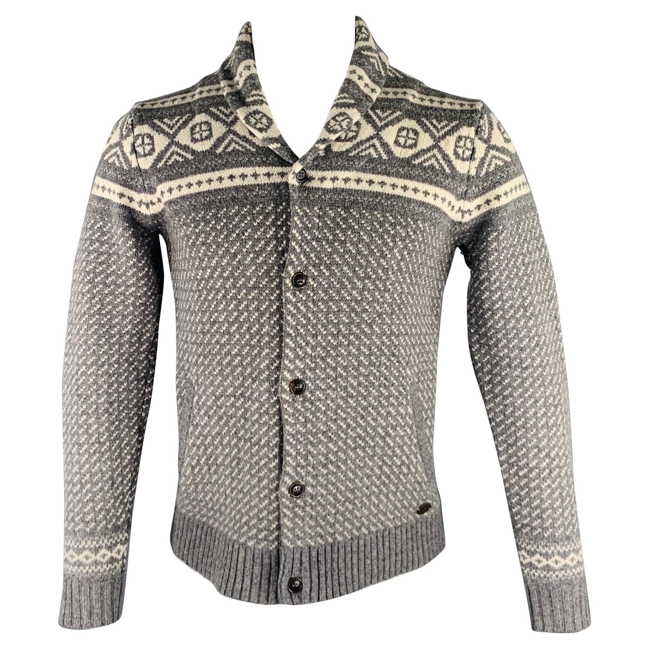 WOOLRICH Chaqueta chal de lana de cachemira nórdica talla S Gris Blanco en venta