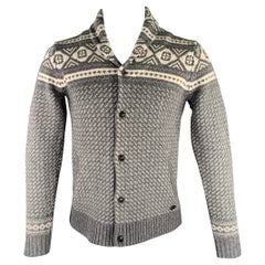 Cardigan WOOLRICH gris et blanc en laine nordique cachemire taille S