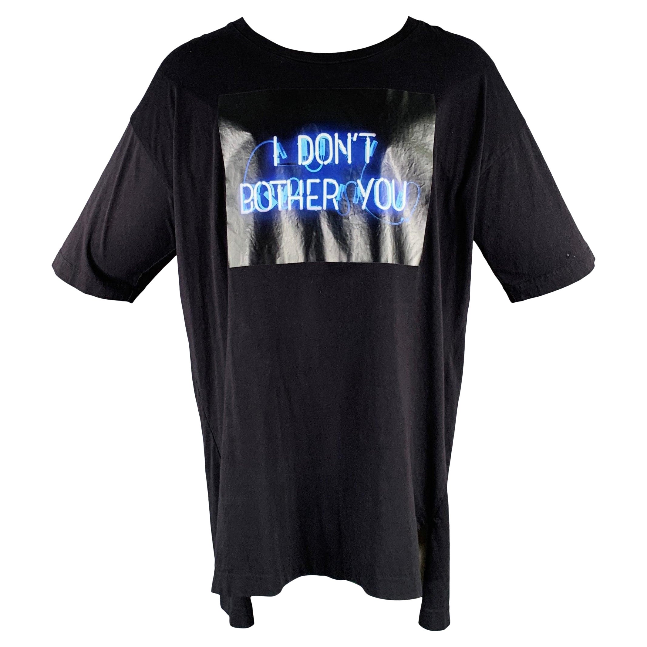 Y-3 Size S Black Blue Graphic Cotton Scoop Neck T-shirt For Sale