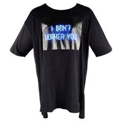 Y-3 Size S Black Blue Graphic Cotton Scoop Neck T-shirt