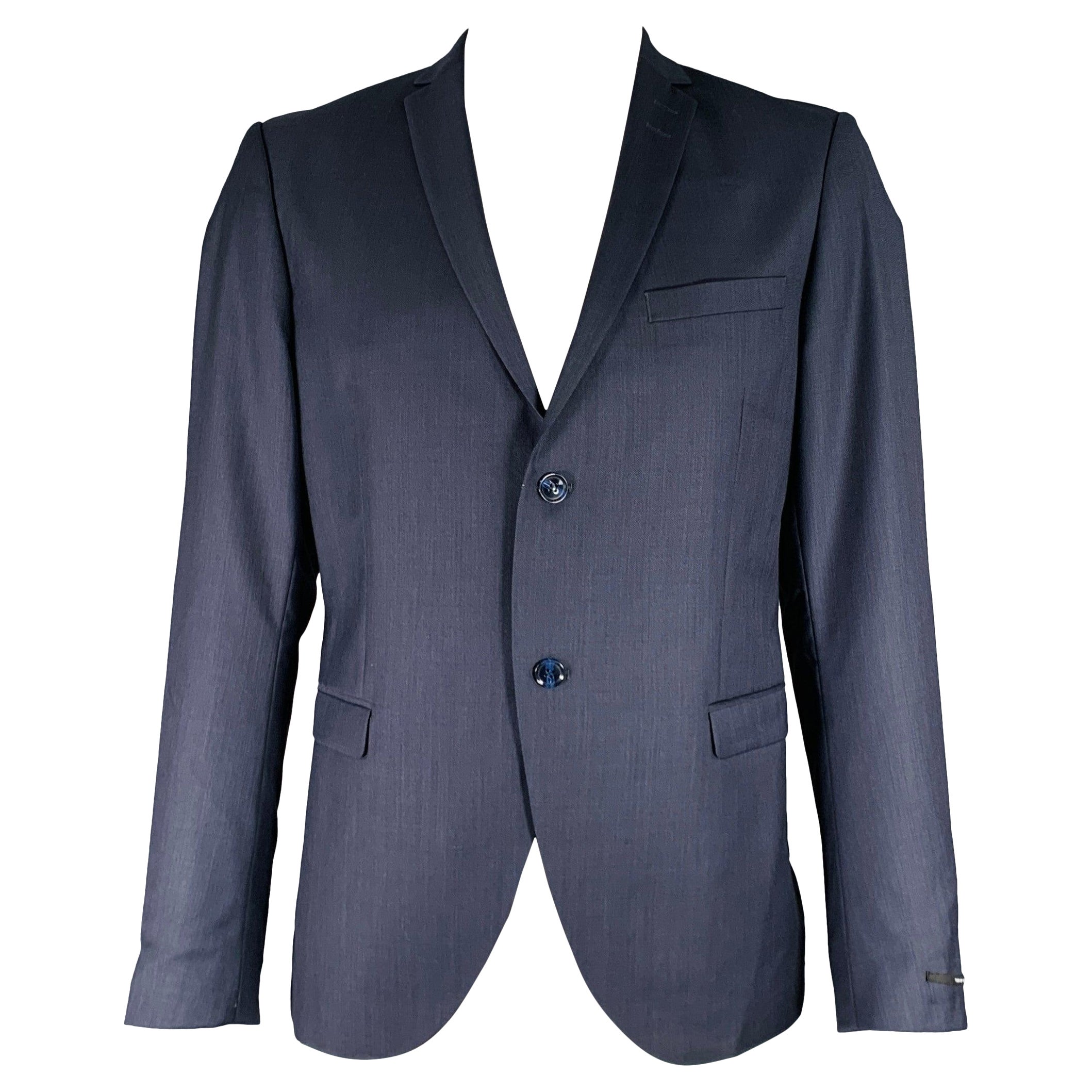 TIGER of SWEDEN Size 46 Navy Wool Notch Lapel Sport Coat For Sale