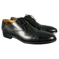 KITON Taille 8.5 Chaussures à lacets Oxford en cuir noir