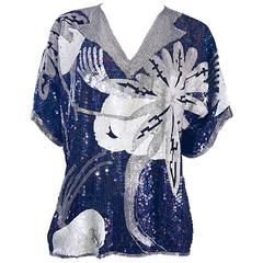 Incredible Vintage Jeanette Kastenberg Trompe l'oeil Heavily Beaded & Sequin Top 5