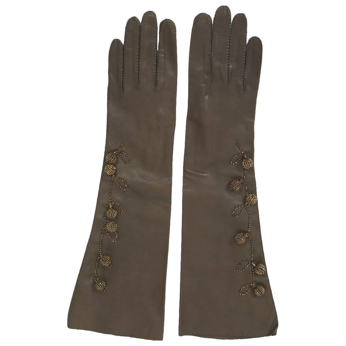 Bronze-Beaded Gloves For Sale