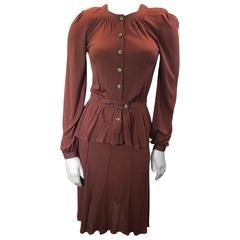 Jean Muir Vintage Rust Dress with Matching Hat