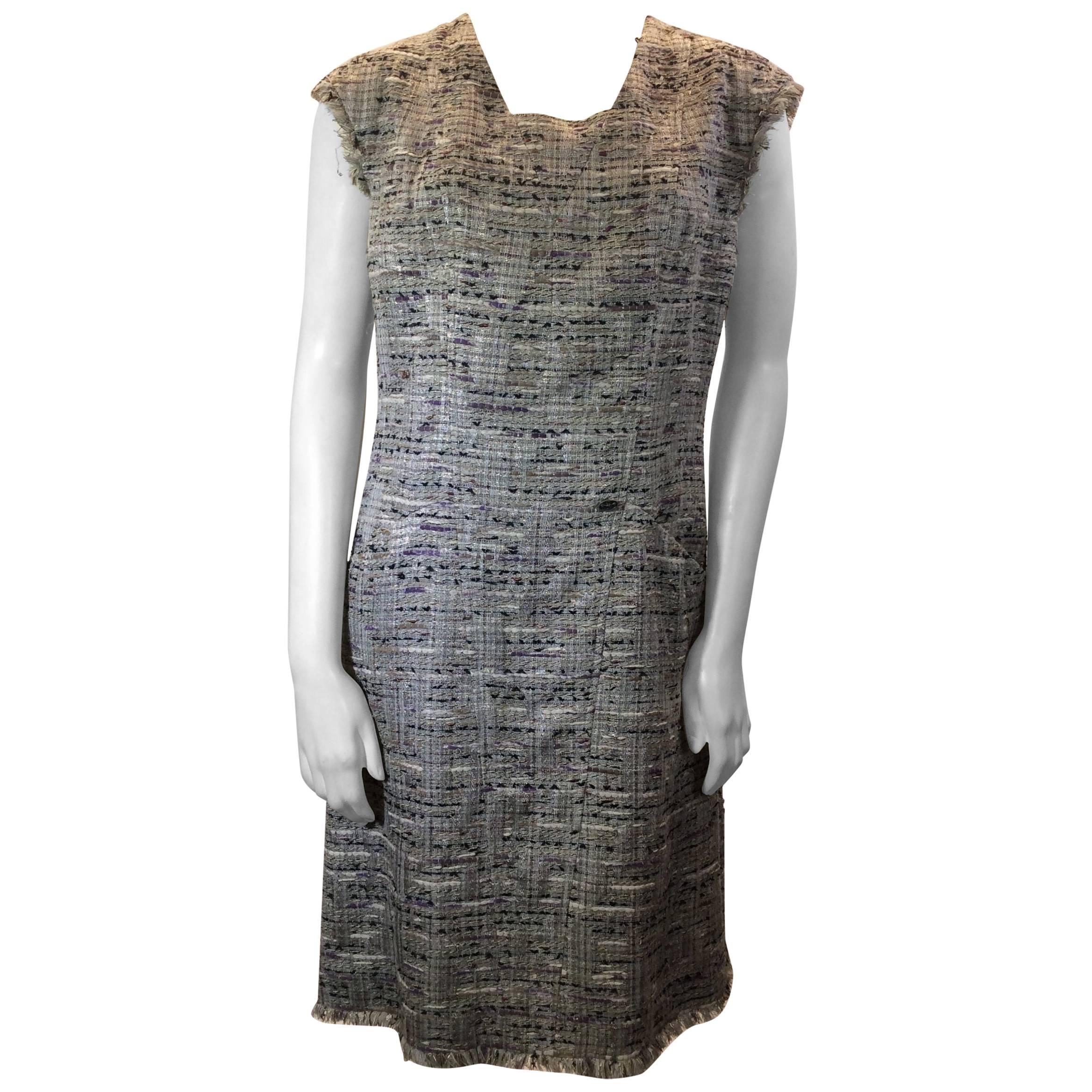 Chanel Multi/Grey Tweed Sheath Dress For Sale