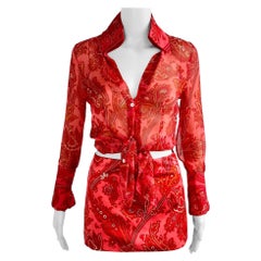 Dolce & Gabbana S/S 2000 Runway Sheer Blouse & Mini Skirt 2 Pieces Ensemble