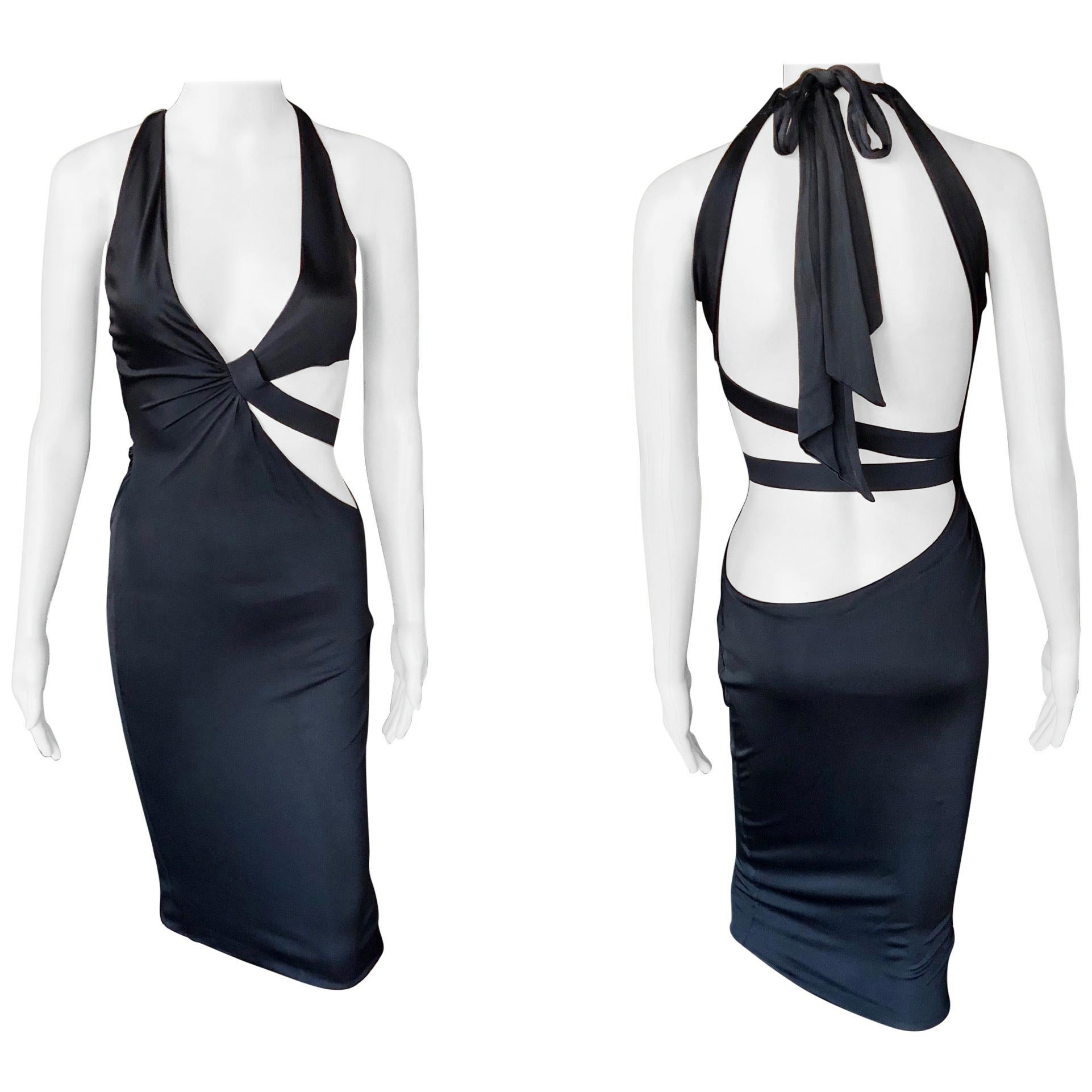 Gucci Tom Ford S/S 2005 Vestido Recortado Bodycon Negro