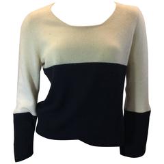 Chanel Black and White Cashmere Cropped Sweater