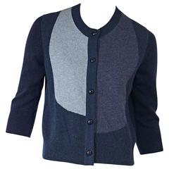 Blue Chanel Three-Quarter Sleeve Cardigan