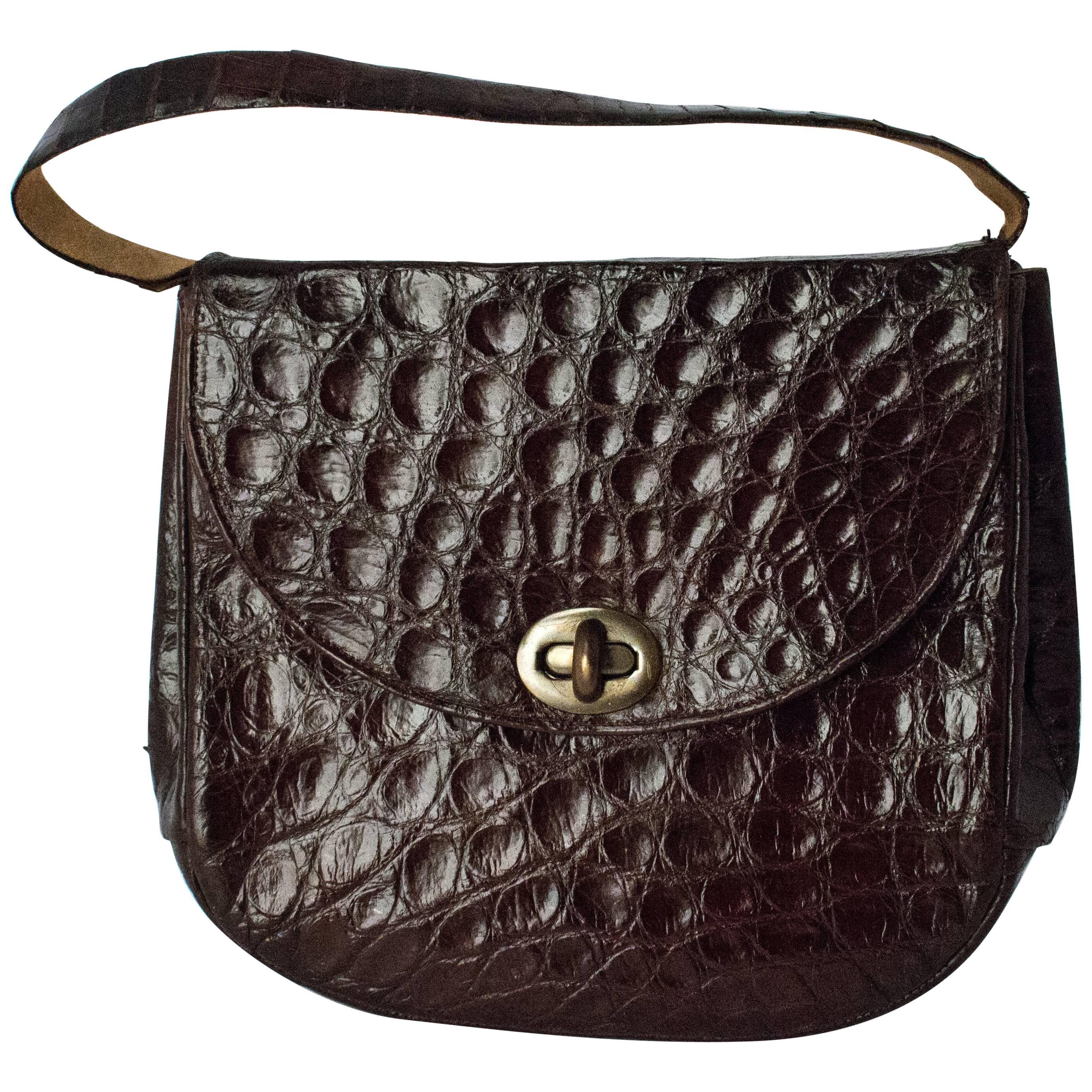 60s Lampert Brown Alligator Purse