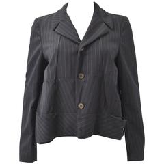 Comme des Garcons Navy Cropped Pinstripe Jacket with Panelling Details 1992