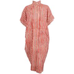 1983 ISSEY MIYAKE dress with tribal printed back and wood buttons