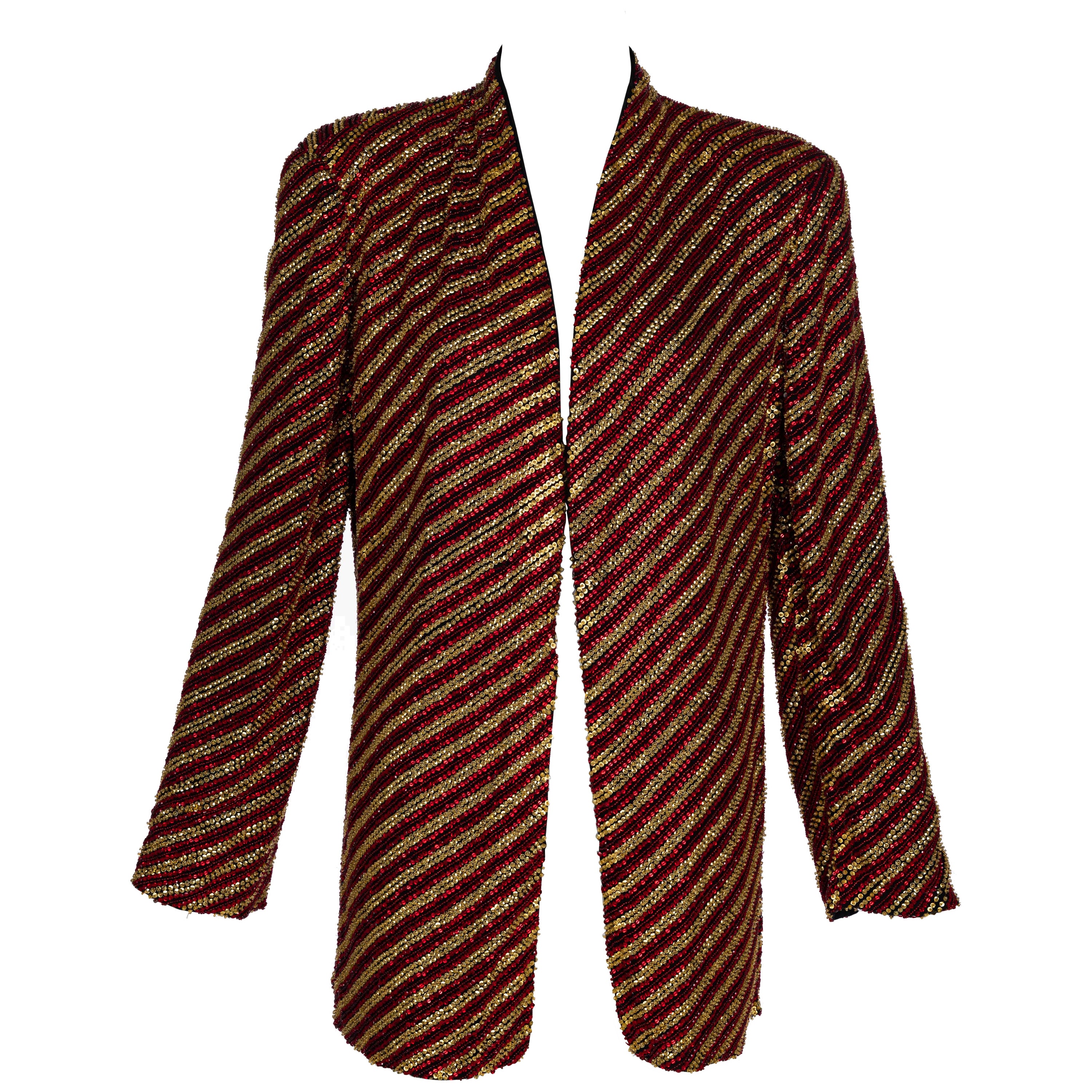 Giorgio Armani Gold and Red Beaded Jacket For Sale