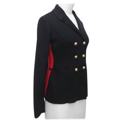 DIOR Knit Blazer Sweater BAR JACKET Navy Blue Red Stripe Double Breasted Gold 36