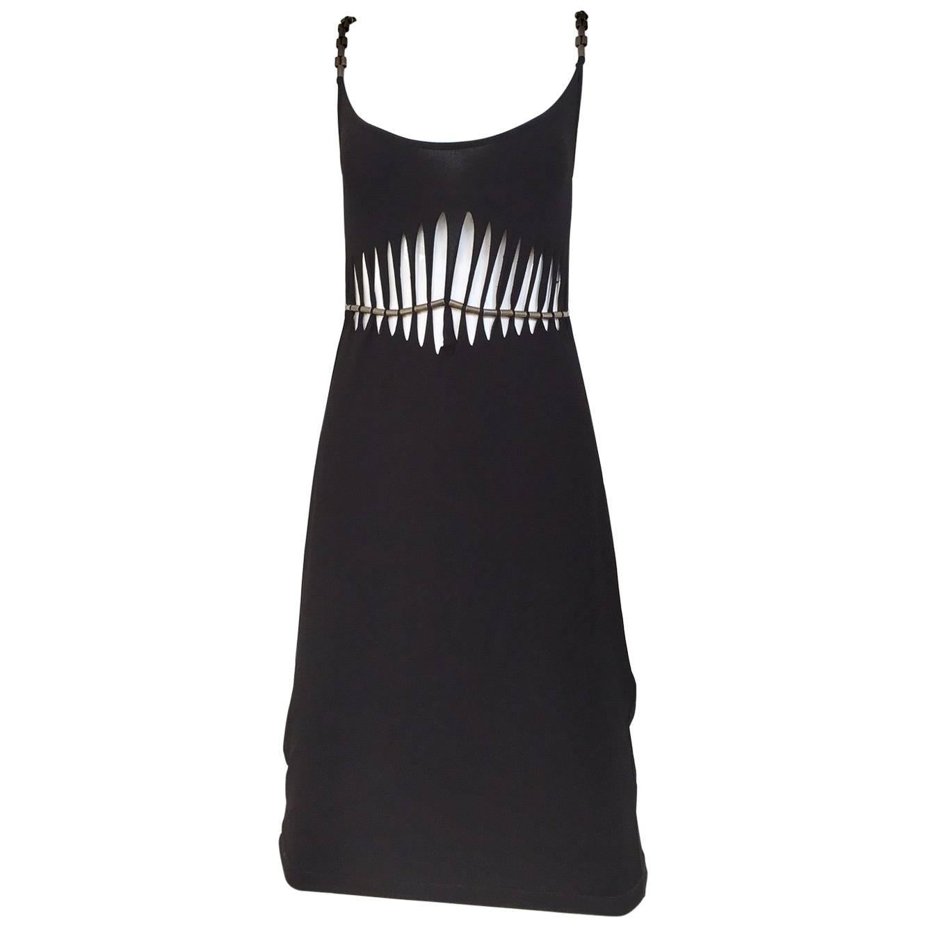 90s Plein Sud Black Rayon Cut Out Spaghetti strap dress For Sale at ...