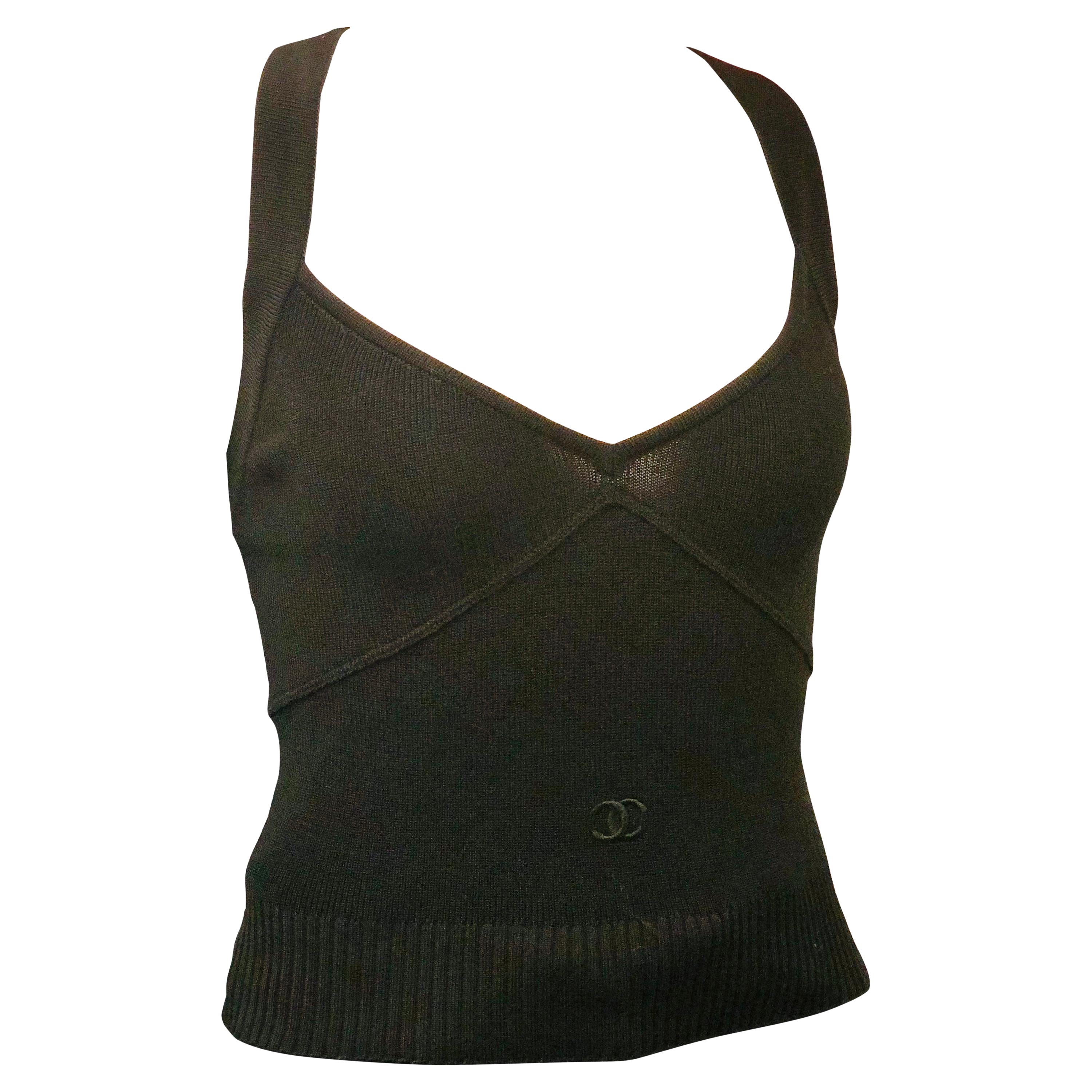 Unworn Chanel black cc tank top For Sale
