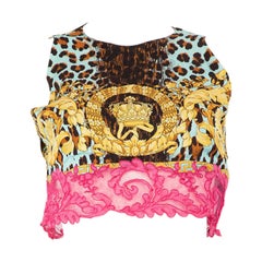 Versace Versace x Fendi Barocco Print Lace Trim Tank Top Size M