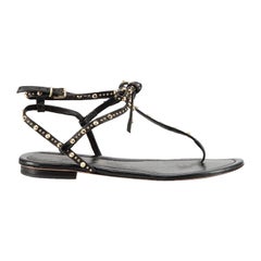 Gianvito Rossi Sandalias negras de piel con tachuelas talla IT 36