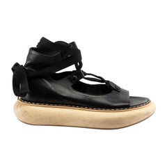 Loewe 2018 Sandali con piattaforma in pelle nera Wood Taglia IT 39
