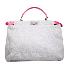 Fendi Grey Jersey Leather Trim Large Peekaboo