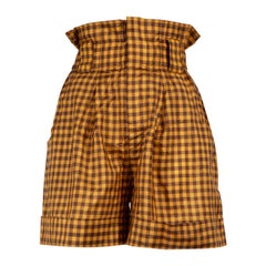 Fendi Gingham Silk High-Waisted Shorts Size XXS