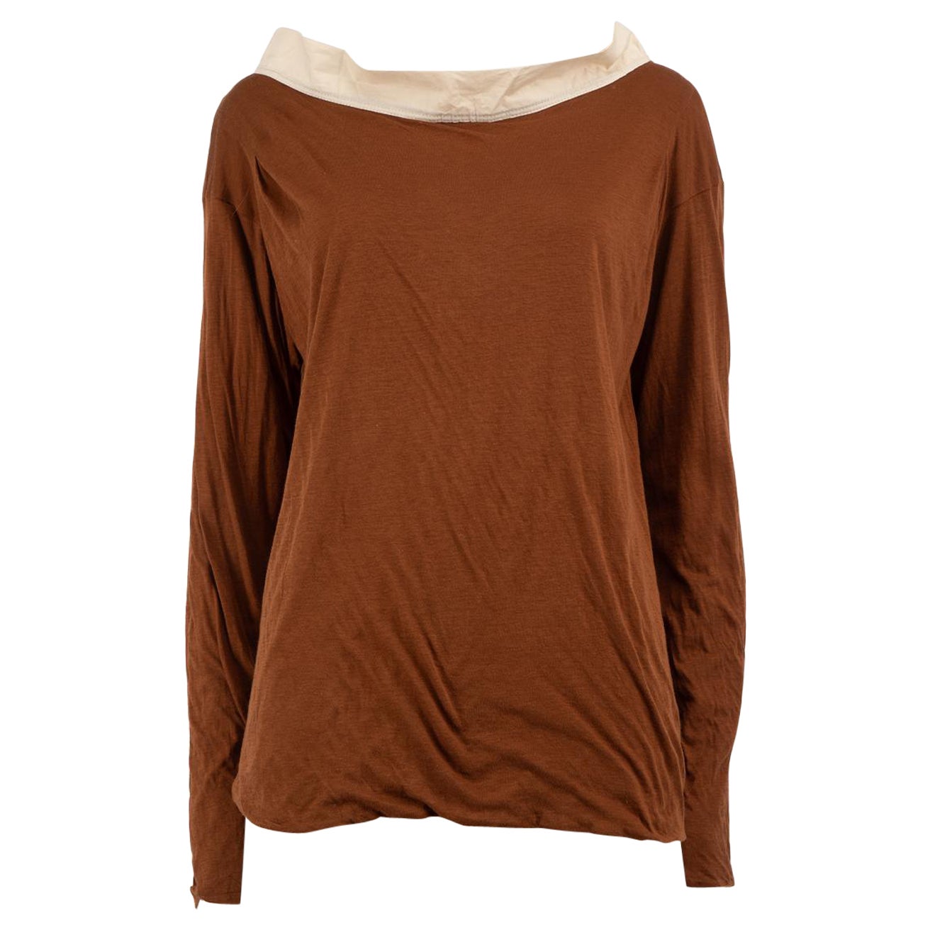 Marni Brown Two-Tone Wide Neckline Top Size L