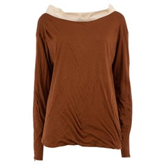 Marni Brown Two-Tone Wide Neckline Top Size L
