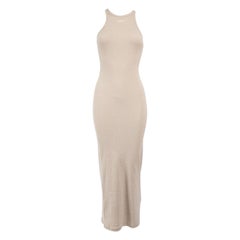 Vestido Midi de canalé con estampado Off-White Beige 'ÄúOFF'Äù Talla XS