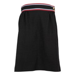 Gucci Black Wool Tweed Contrast Trimmed Pencil Skirt Size M