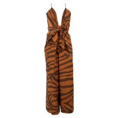 Mara Hoffman Vestido Midi Marrón Estampado Cebra Talla M