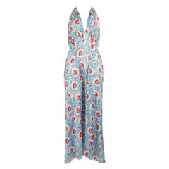 Paco Rabanne Floral Print Maxi Halter Neck Dress Size L