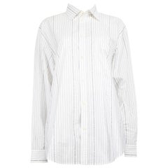 Balenciaga White Logo Stripe Button Down Shirt Size XS