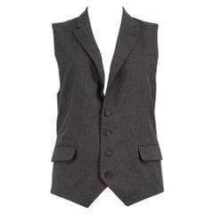 Brunello Cucinelli Grauer Mantel mit Knopfleiste und Taille Größe XXL