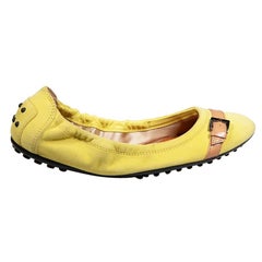 Tod's Yellow Suede Leather Ballet Flats Size IT 36