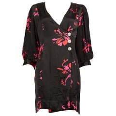 Ganni Floral Print V-Neck Mini Wrap Dress Size S